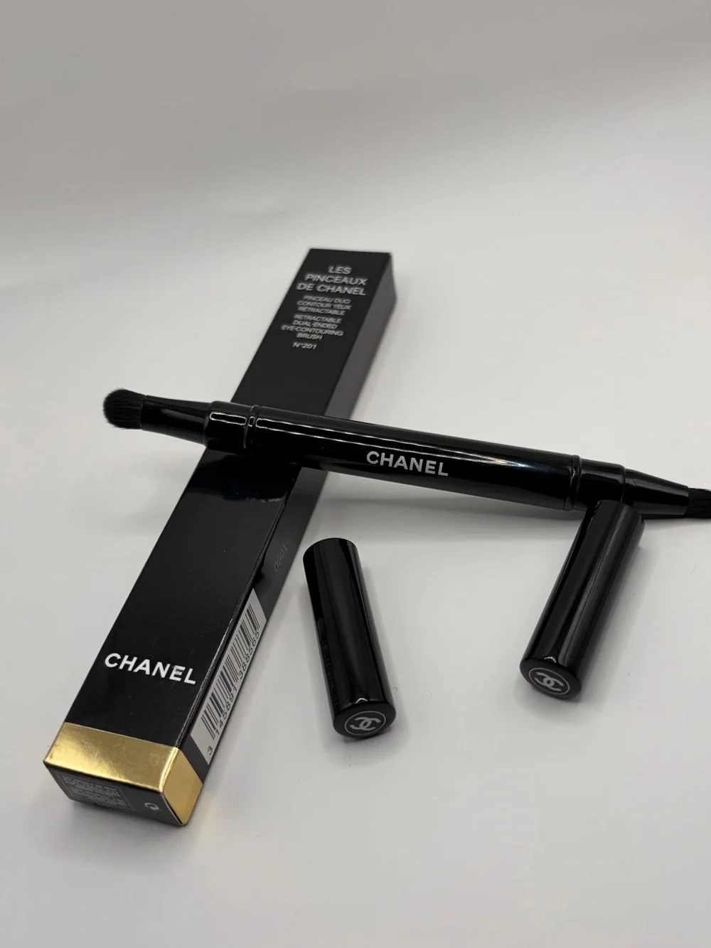 CHANEL Black Double-Ended Eye & Detail Brush N’201